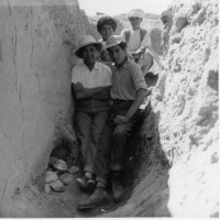 A. Bombaci and workmen near the repository of lustre-wares, 1957 ©IsIAO archives Ghazni/Tapa Sardar Project 2014